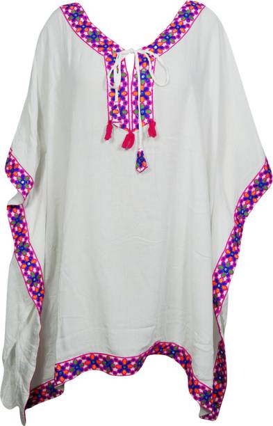 Indiatrendzs Embroidered Rayon Women's Kaftan