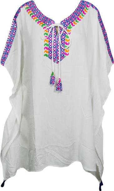 Indiatrendzs Embroidered Rayon Women's Kaftan