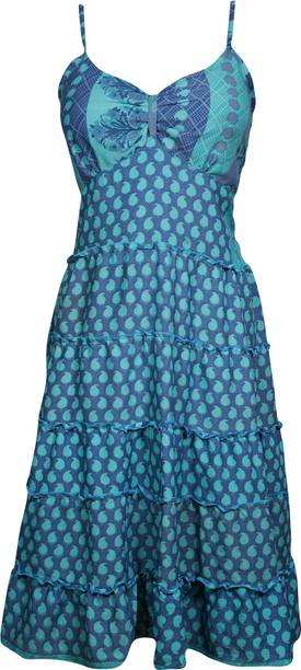 Indiatrendzs Women's Fit and Flare Dark Blue Dress