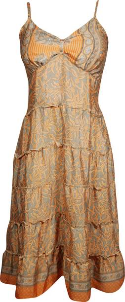 Indiatrendzs Women's Fit and Flare Grey Dress
