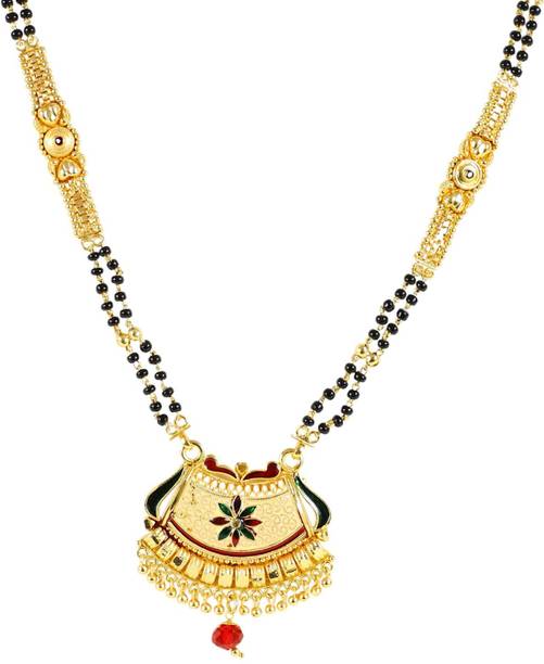 1 Gram Gold Plated Mangalsutra Mansiyaorange Traditional Original Look One Gram Golden Long Mangalsutra For Women Alloy