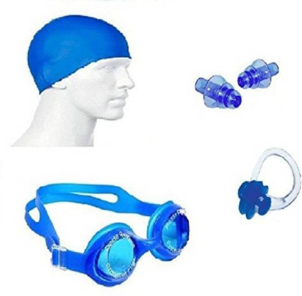 Kamni Sports Swimming Kit (Silicon Cap, Silicon Ear Plug, Swimming Nose Clip, Swimming Goggles) Swimming Kit Swimming Kit