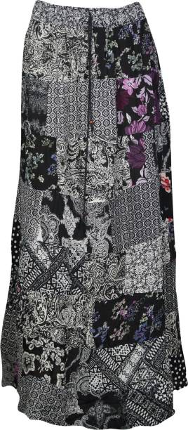 Indiatrendzs Printed Women Broomstick Grey Skirt