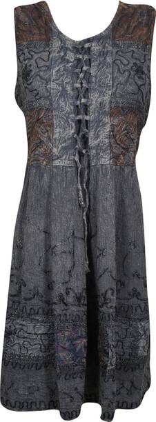 Indiatrendzs Women Shift Grey Dress