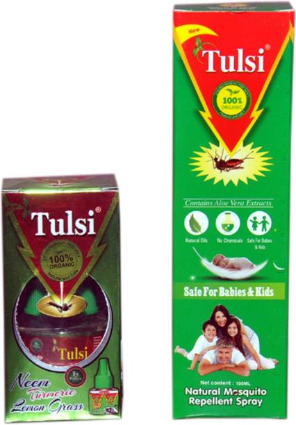 Tulsi 100% Natural Mosquito Repellent Vaporizer & Spray Set