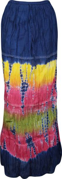 Indiatrendzs Printed Women A-line Black, Pink Skirt