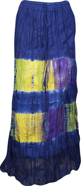 Indiatrendzs Printed Women A-line Blue, Yellow Skirt