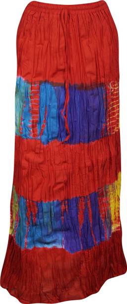 Indiatrendzs Printed Women A-line Maroon, Blue Skirt