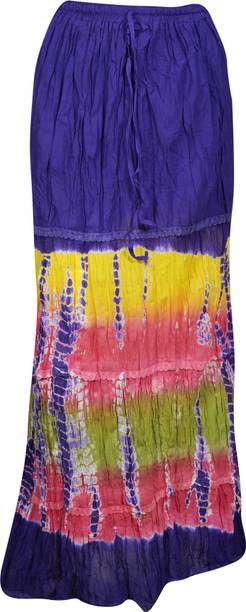Indiatrendzs Printed Women A-line Blue, Pink Skirt