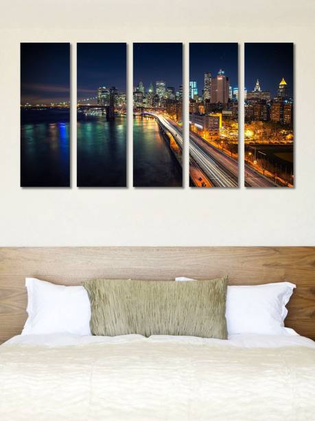999 Store City River Side Road Digital Reprint 30 inch x 52 inch Painting
