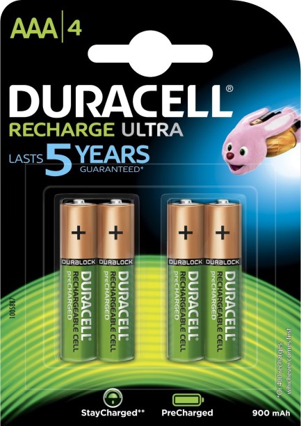 Duracell Ultra Set de 4 Piles Rechargeable Type AAA 850 Mah