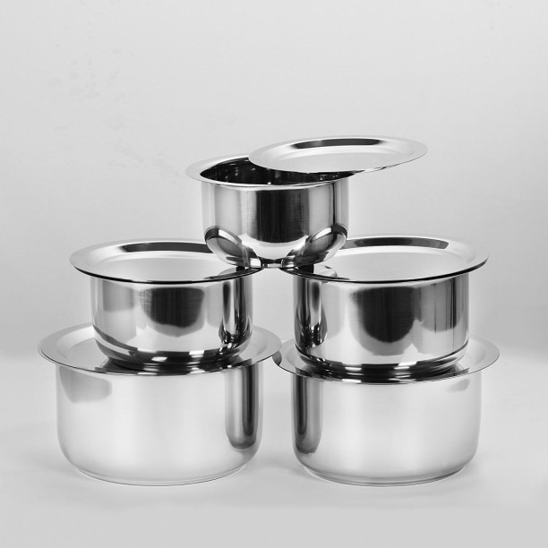 Stainless Steel Cooking Tope Bhagona Pot Set With Lid 5 Pcs For Induction Gas