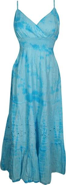 Indiatrendzs Women Maxi Light Blue Dress