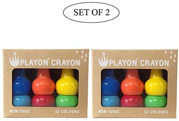 Easy to Hold Toddler Crayons Set of 2 Primary Color Boxes Stackable and Non-Toxic