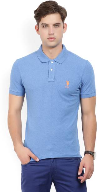 U.S. Polo Assn Solid Men's Polo Neck Blue T-Shirt