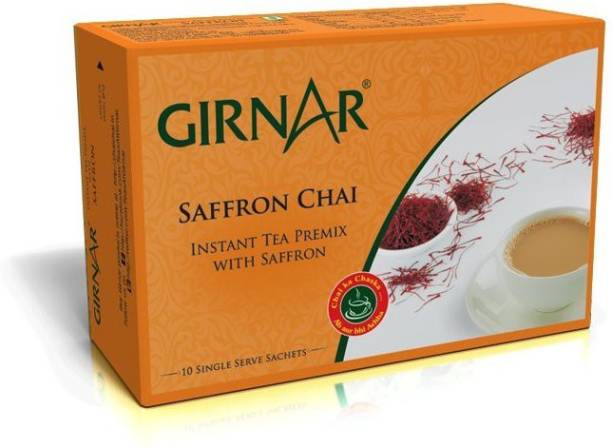 Girnar Tea Kesar Chai 10 Sachet Saffron Instant Tea Box