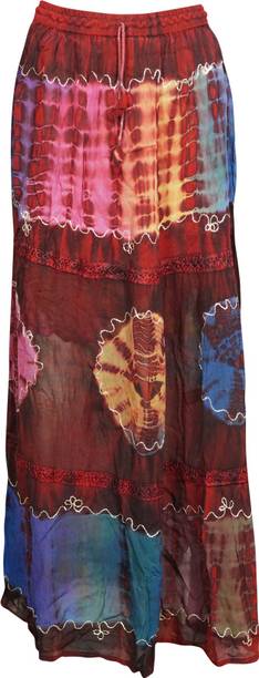 Indiatrendzs Printed Women A-line Maroon Skirt