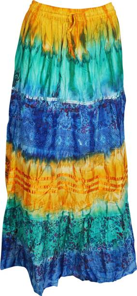 Indiatrendzs Printed Women A-line Blue, Green Skirt