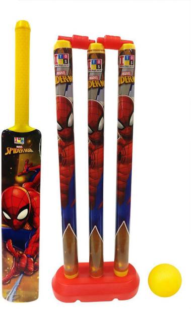 MARVEL Spider-Man Large Size Bat, Stumps and Ball Cricket Kit