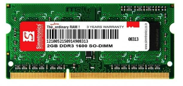 simtronics simmtronics 2 gb ddr3 laptop- pc1600. DDR3 2 GB (Single Channel) Laptop (simmtronics 2 gb ddr3 laptop- pc1600.)