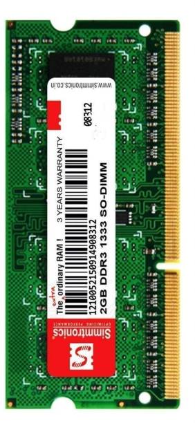simtronics 2 gb ddr3 1333 DDR3 2 GB (Single Channel) Laptop (Simmtronics 2GB Ddr3 1333Mhz Laptop Ram)