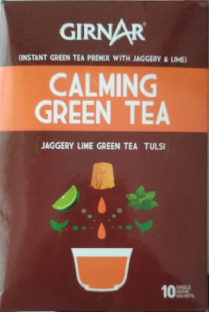 Girnar Tea Calming Instant Green Tea Lime, Tulsi Green Tea Box