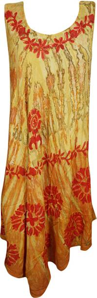 Indiatrendzs Women A-line Yellow Dress