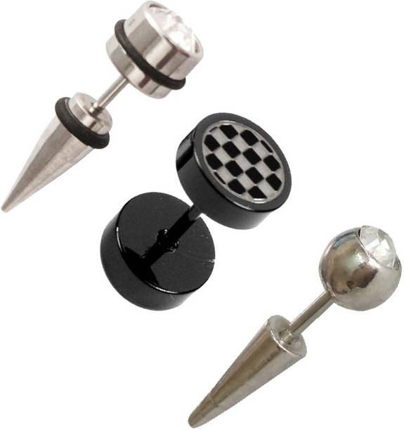 Men Earrings For Online At Best Prices In India Rich Famous Multi Design Combo Of 3 For Men Metal Stud Earring