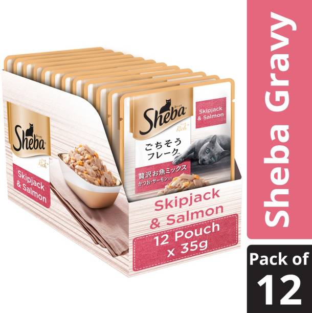 Sheba Premium Mix Skipjack Salmon in Gravy Sea Food, Fi...