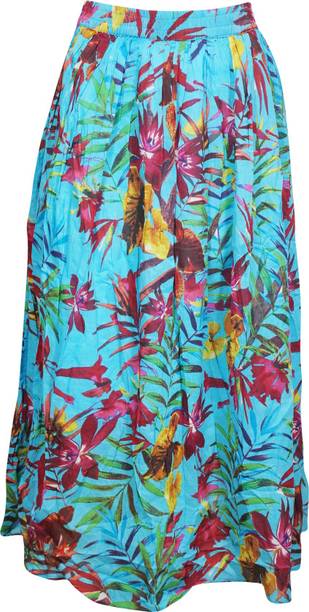 Indiatrendzs Printed Women A-line Blue Skirt