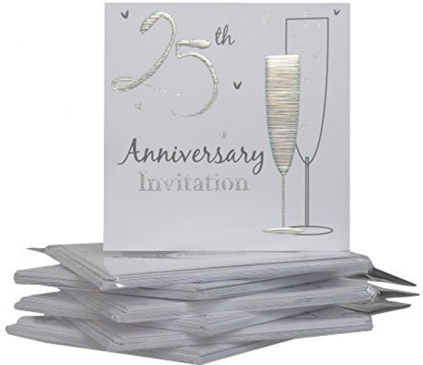 Pack Of 6 Golden 50th Wedding Anniversary Invitation Cards With Envelopes