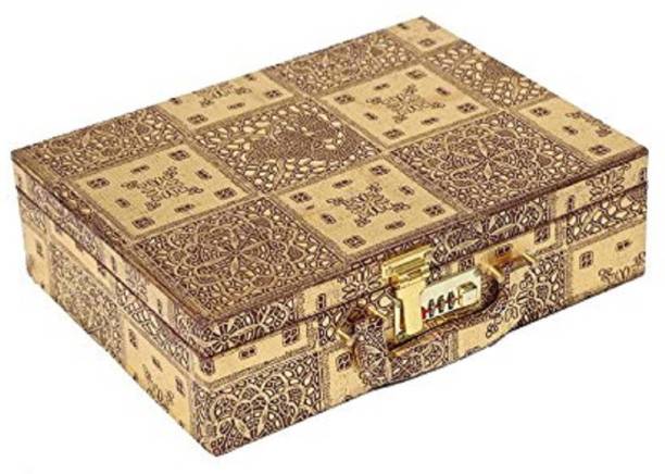 KUBER INDUSTRIES Wooden 3 Rod Bangle Box, Golden (KI0043352) Bangle Vanity Box Vanity Box