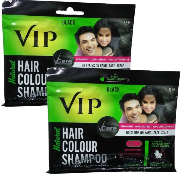 Vcare VIP Hair Colour Shampoo (Pack of 2) , Black
