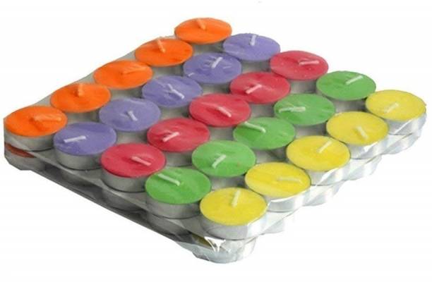 Manogyam MULTI TEA LIGHT CANDLES PACK OF 50 PCS 3.5 TO 4 Hours Long Burning Tealights Candle