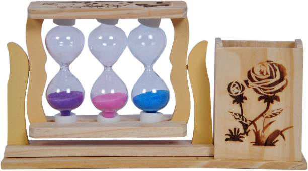 Sigaram 1 Compartments Wood, Glass Pen Stand