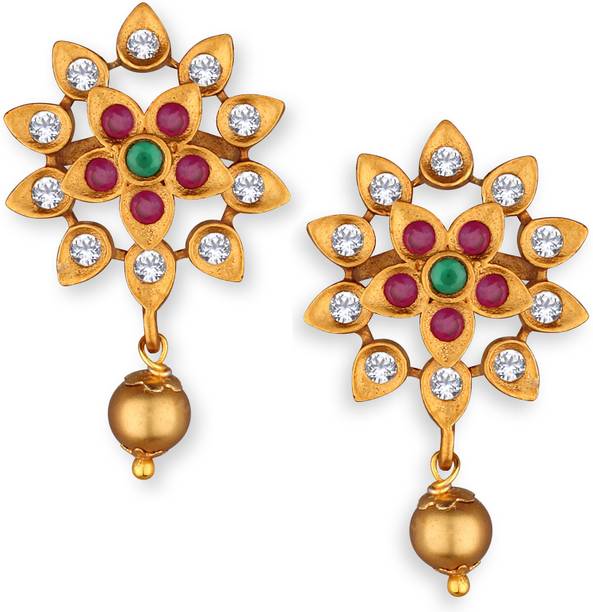 Diamond Studs Online At Best Prices In India Spargz Fl Gold Plated Ad Top Drop Diamond Br Stud Earring