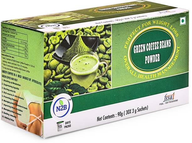 N2B Green Coffee Beans Powder-Reduce Body Fat, Weight Loss,Enhance energy, Control diabetes andcholesterol 3g X 30sachets Box Instant Coffee