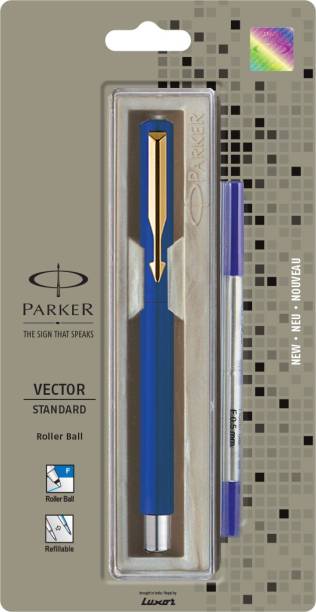 PARKER Vector Standard Gold Trim Blue Body Roller Ball Pen
