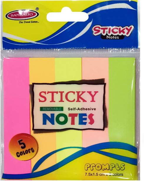 BAMBALIO Sticky Note Pad - 40 Sheets 5 Neon Colour Prompts, 40 Sheets/Prompt,Pack of 6,SN-50, 5 Colors
