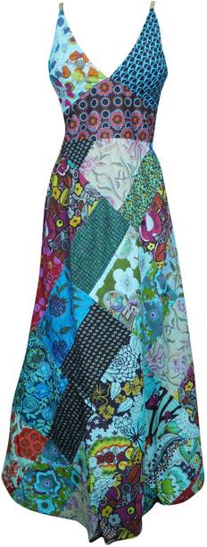 Indiatrendzs Women Maxi Purple, Green Dress