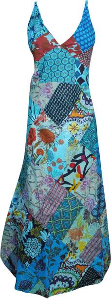 Indiatrendzs Women Maxi Blue Dress