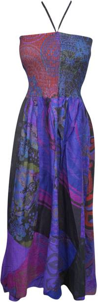 Indiatrendzs Women Fit and Flare Purple Dress