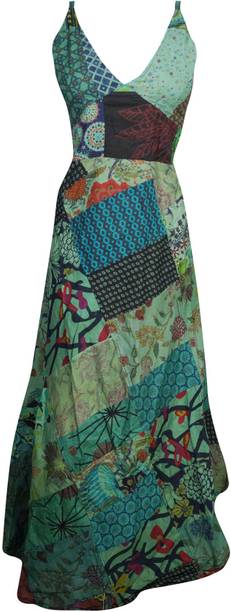 Indiatrendzs Women Fit and Flare Green Dress