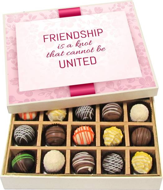 Chocholik Friendship Gift - Your Friendship to Me Means a Lot to Me - Dark, Milk, White Chocolate Truffles - 20pc Truffles
