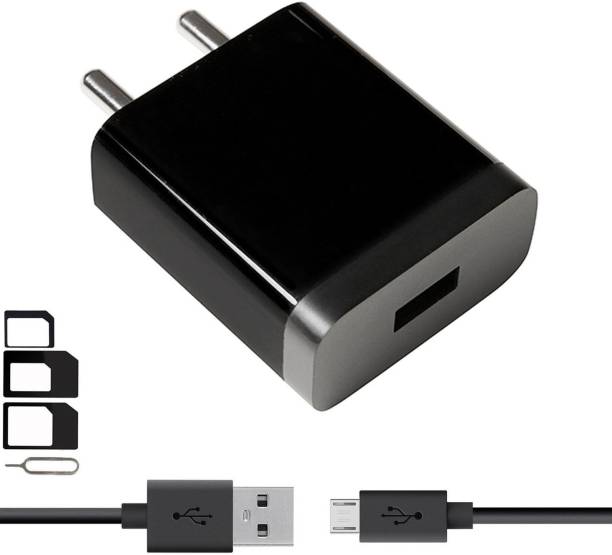GoSale Wall Charger Accessory Combo for Spice Smart Flo Mi-348E, Spice Stellar 509, Spice Xlife 511 Pro, Spice Stellar Mi-362, Spice Xlife 431Q Lite, Spice Xlife 364, Spice Smart Flo Mettle 4X Mi-426, Spice Xlife 406, Spice Smart Flo Edge Mi-349 Charger With 1 Meter Micro USB Charging Data Cable And SIM Adapter