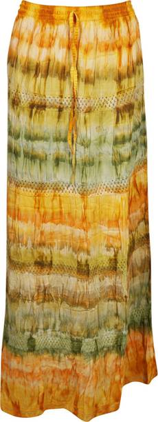 Indiatrendzs Printed Women A-line Yellow Skirt