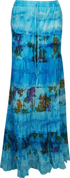 Indiatrendzs Printed Women A-line Blue Skirt