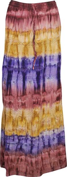 Indiatrendzs Printed Women A-line Brown, Blue Skirt
