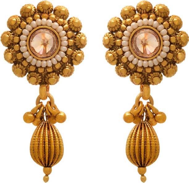 1 Gram Gold Earrings Online At Best Jfl Jewellery For Less One Gram Gold Plated Champagne Diamond