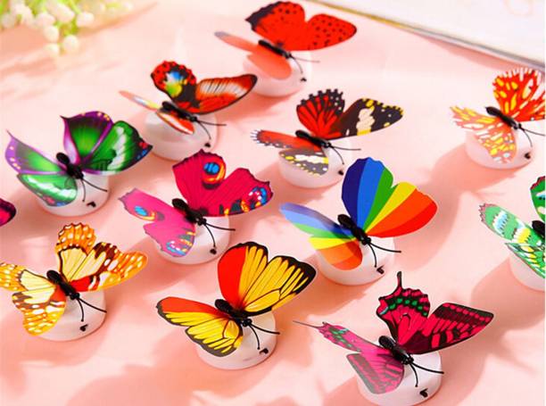 Rangoli ?? 10 cm Wall Sticker 3D Butterfly Led Light Butterfly Self Adhesive Sticker